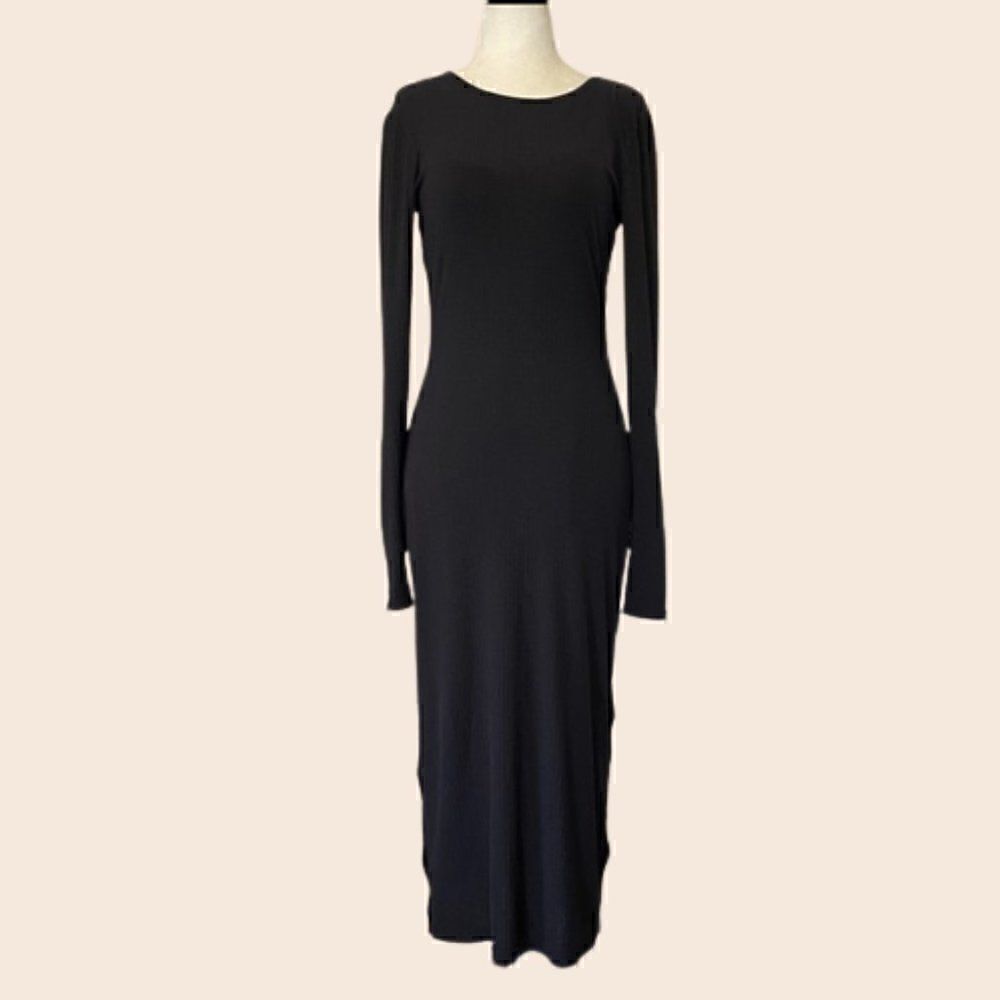 Calli the Label Long Sleeve Wide Ribbed Midi Bodycon Dress Size Small (AUS 10)
